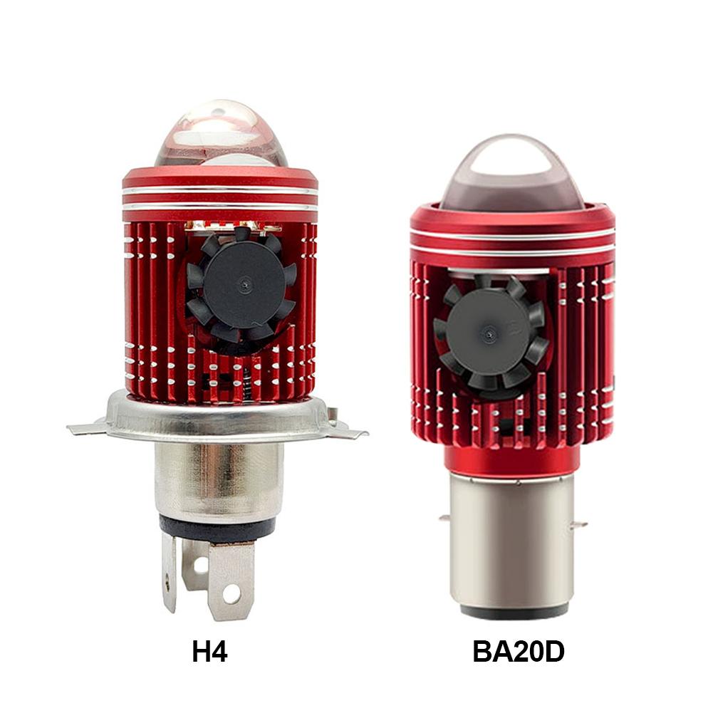 BA20D H4 Motorcycle LED Projector Headlight Scooter Motorbike Bulb Dual Color DRL Hi/Lo Beam Light with Fan 12V Motor Spotlights