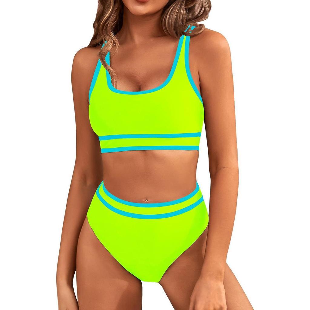 European and American Sexy Solid Color Split Bikini Swimwear for Women