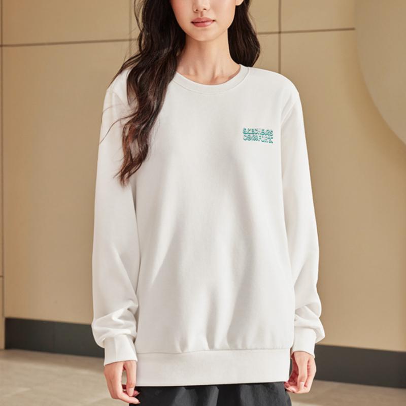 Skechers Sports League Series Pullover Comfortable Warm Crewneck Sweatshirt Men sweatshirt Cotton-Candy-White L424U099-0074