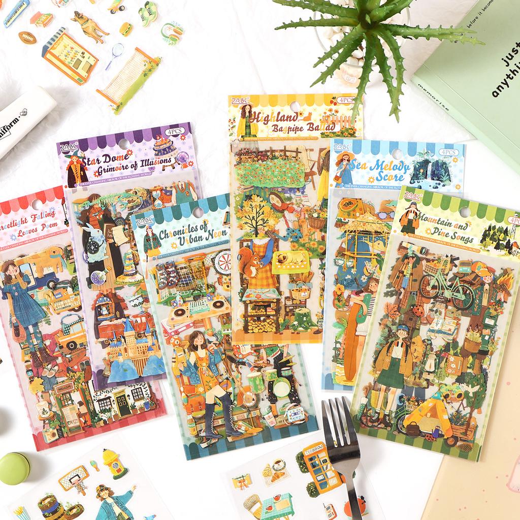 The World of Frogs Series Vintage Life Character Landscape PET Sticker Creative DIY Journal Material Collage Stationery