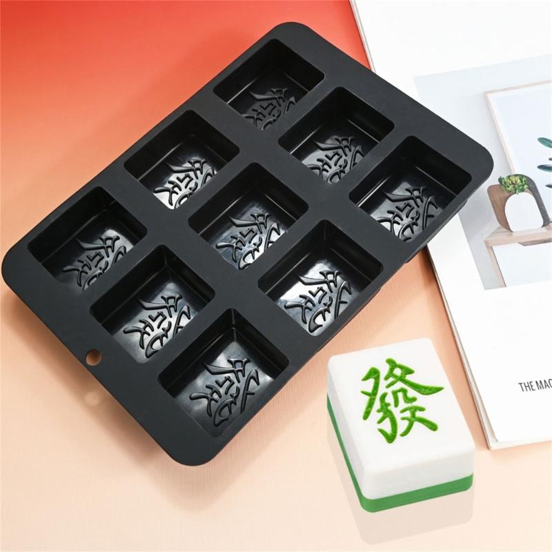 4/9 Cavity Lucky Mahjong Cake Molds Heat Resistant Silicone For Mousses Chocolate Candle Creative Baking Supplies Chinese Cultural Theme
