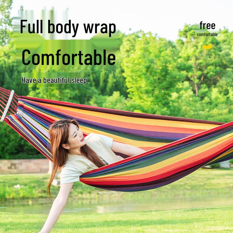 Explorer Double Canvas Hammock with Curved Wood