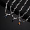 Vnox Geometrische Quadratische Tigerauge Stein Anhänger Halsketten, Edelstahl Glücksbringer Halsband, Cuban Link Kette Choker für Männer Jungen Ihn