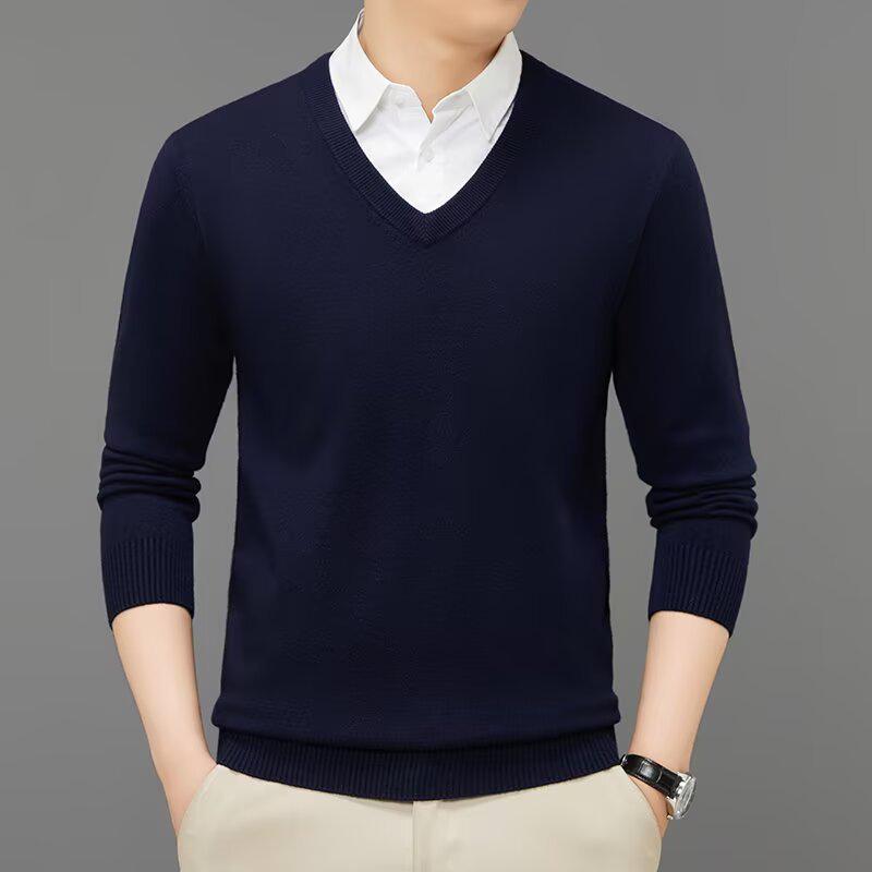 Trendy Slim-Fit V-Neck Knit Sweater: Warm, Versatile, and Stylish for Autumn/Winter M