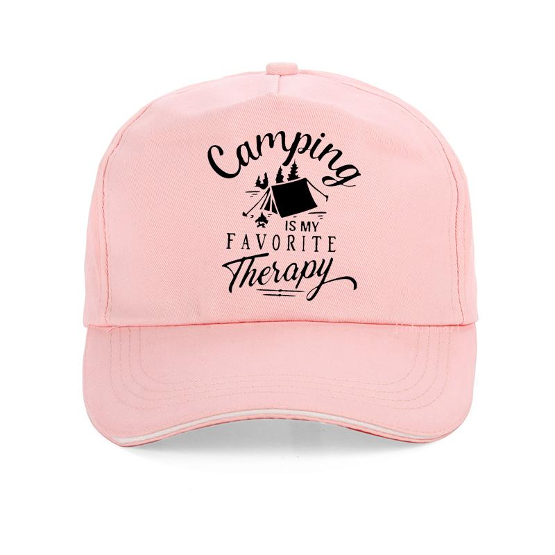 Camping Is My Favorite Therapy Quotes Funny Unisex Baseball Cap Summer Men Women Outdoors Hat