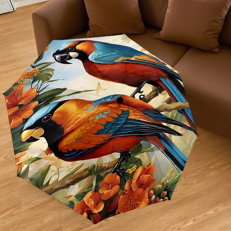 1PC Birds Flowers Umbrella-8-Rib Reinforced, Automatic Open, Lightweight & Durable, Fashion Accessory for Outdoor-D359