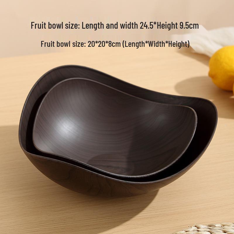 Creative Geometric Wood Grain Fruit Bowl - Retro Chinese Candy & Snack Display