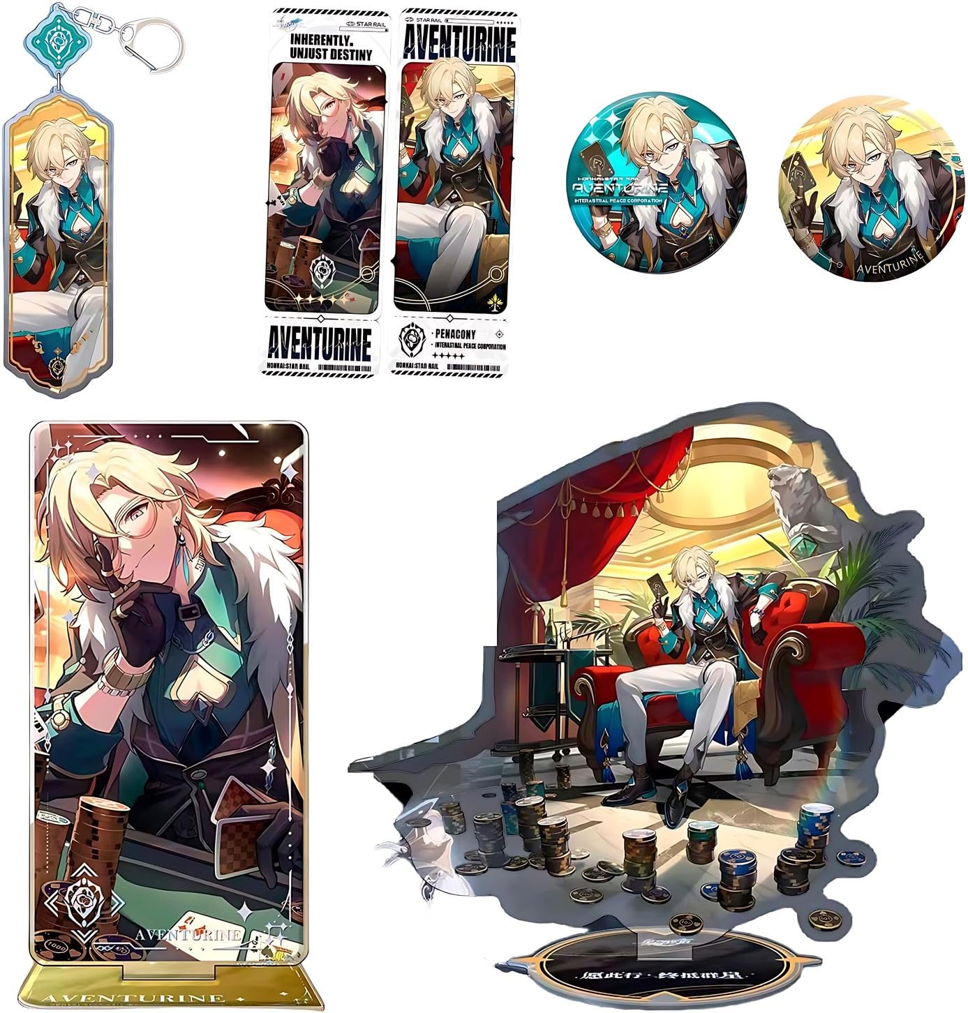 

[REENEW] Houkai Star Rail Goods Set Lucky Bag Badge Acrylic Card Keychain Laser Ticket Cosplay Accessories with Pedestal Decorations Stylish Full