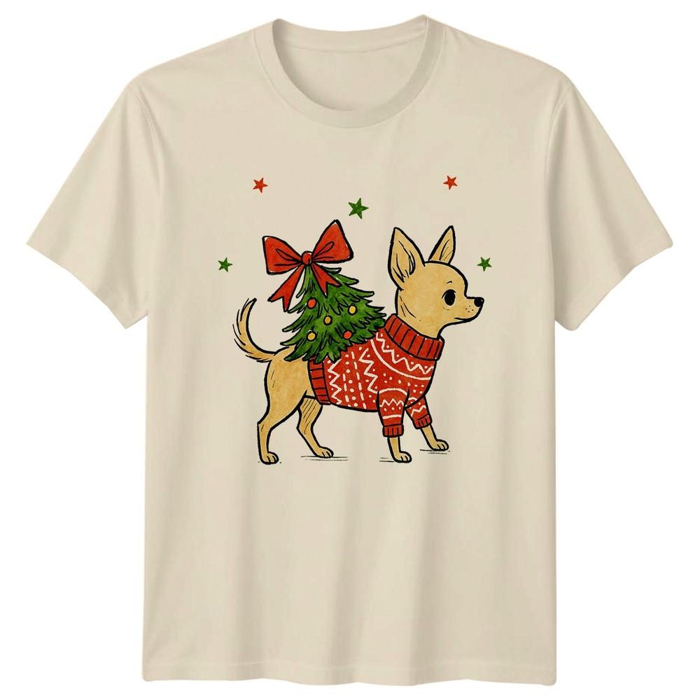 Chihuahua Christmas Tree Holidays Unisexs TShirt Unisexs Tee Graphic Top