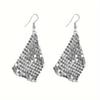 Elegant Luxury Iron Checkered Tassel Drop Earrings Versatile Daily & Party Wear All-Season Fashion Accessory