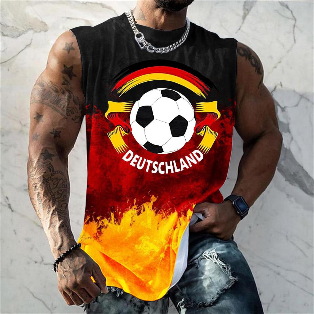 Men's Sleeveless Tank Top Germany Print Casual Sports Loose Fit Muscle Shirt Summer Gym Workout Vest
