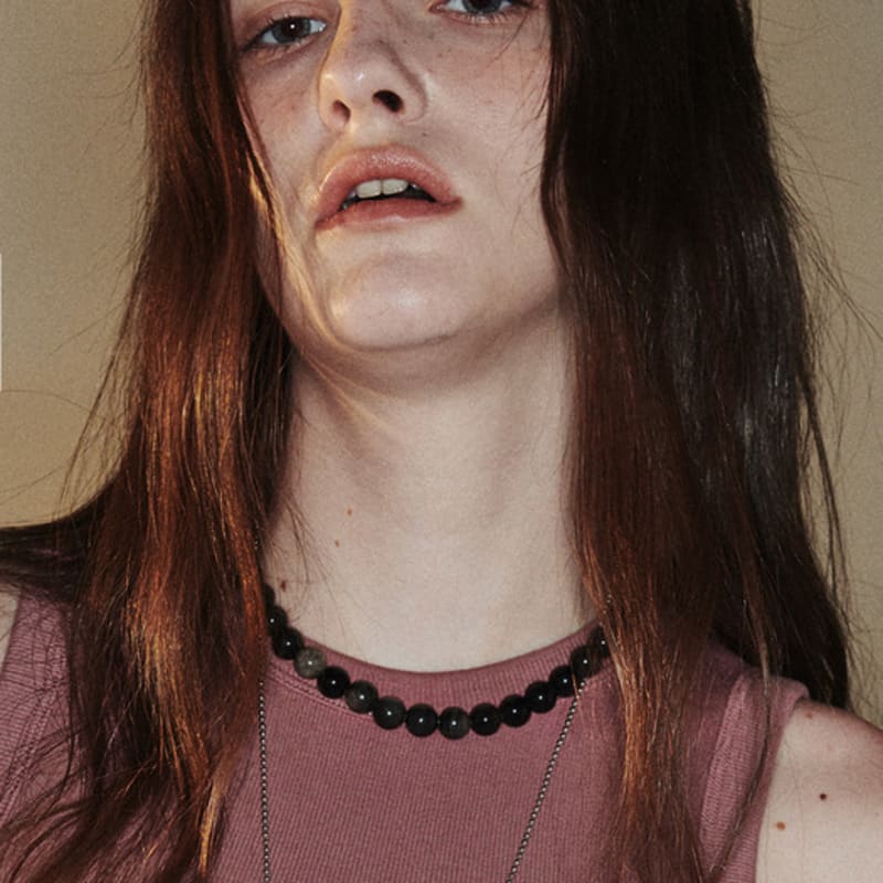 

August Harmony Silver Obsidian Gem Necklace One