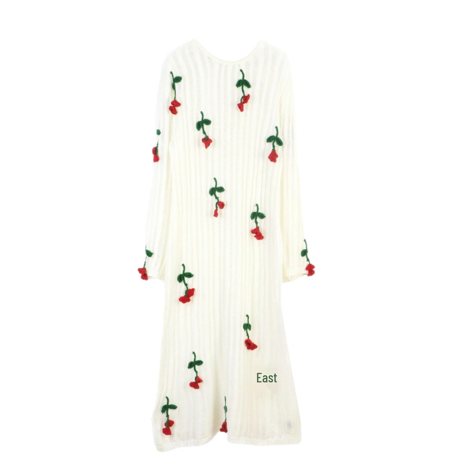 

Вязаное крючком вручную длинное платье-свитер с розой - Свободный, милый, умеренный стиль для весны и осени Medium