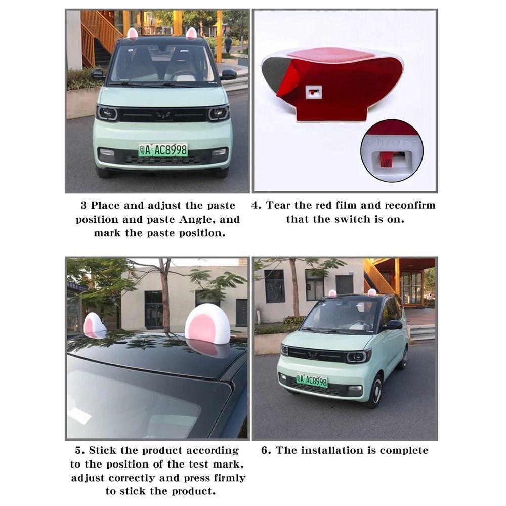 2Pcs Decorative Car Roof Decoration Light Cartoon Cute Car Roof Top 3D Stickers  Outdoor