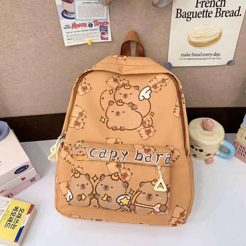 Kindergarten Primary School Students Schoolbag Cute Kapibara Boys And Girls Backpack Foreign Style Large Capacity Children'S Backpack Tide