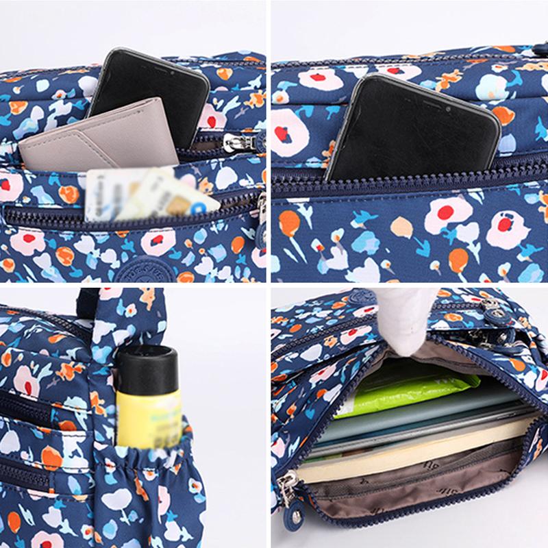 2025 New Fashion Nylon Printed Messenger Bag Large-capacity Multi-layered Flower Shoulder Bag Casual Joker Ladies Crossbody Bag