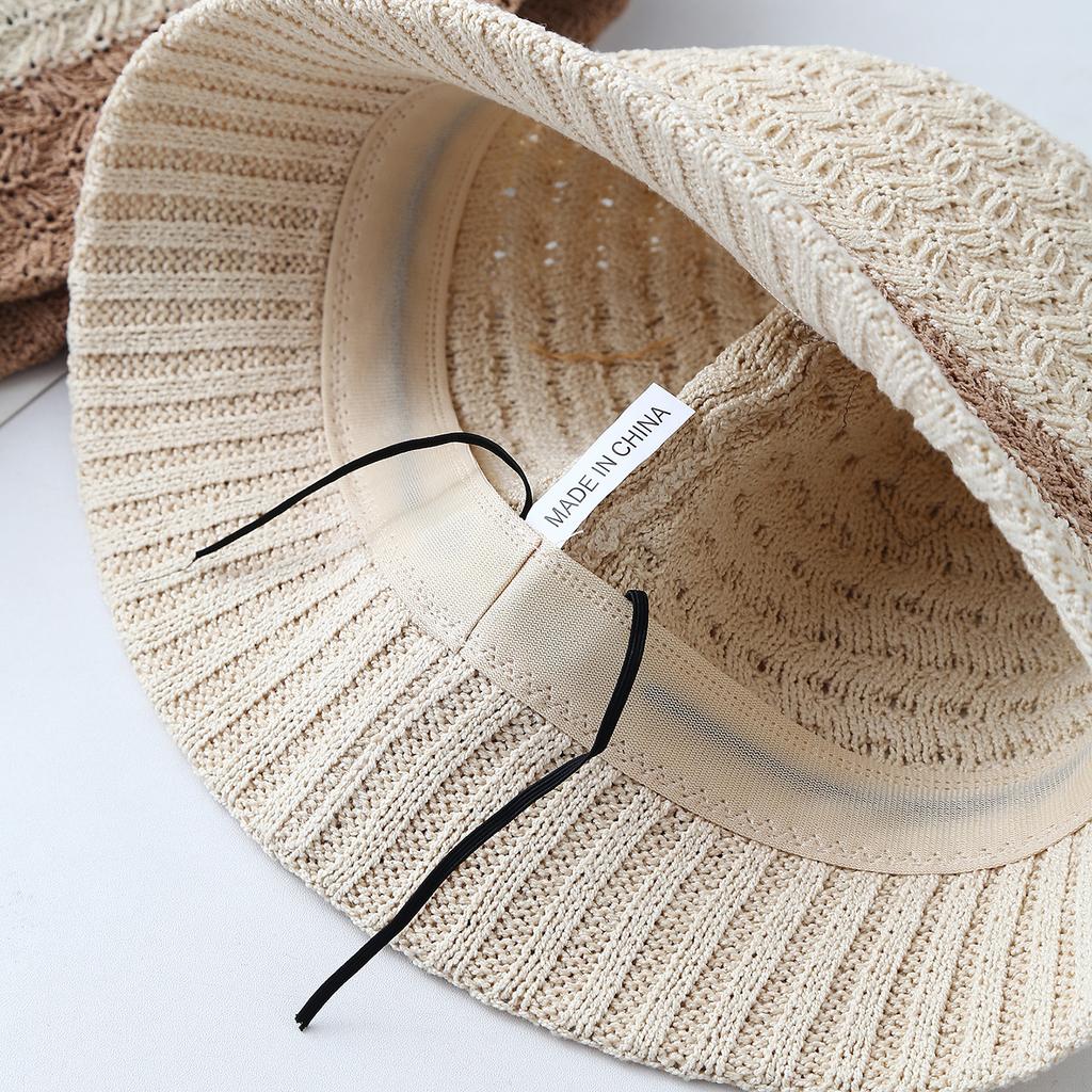 Autumn New Color Matching Knitted Hat Women's Elegant Versatile Simple Bucket Hat Temperament Trendy with Sunshade Sunscreen Bucket Hat