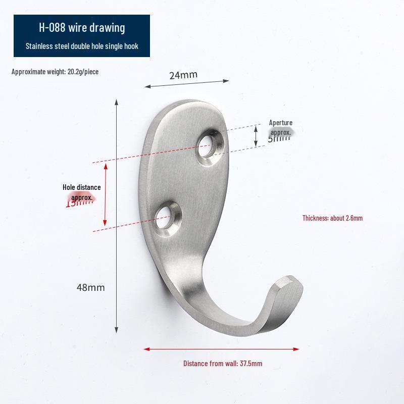 Black Stainless Steel Single Coat Hook for Cabinet, Door, Bathroom, and Kitchen