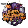 Thickened Solid Wood Pendant Happy Halloween Wooden Door Hanger Sign for Household Front Porch, Cute Ghost Pumpkin Sunproof Holiday Printed