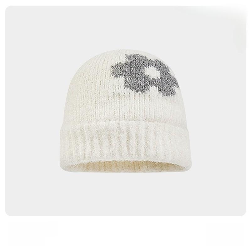 Knit Hat For Women With Colorblock Pattern Warm Windproof Winter Accessories