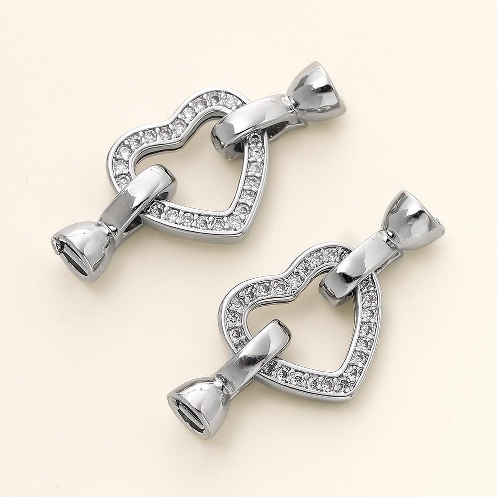 2/4pcs 14/18K Gold Color Plated Heart Bowknot Fasteners Closure Lock Connector Clasps For DIY Needlework Pearls Jewelry Making
