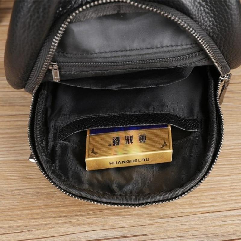 Genuine Leather Men's Chest Bag, Casual and Fashionable Crossbody Single-shoulder Bag, Durable Backpack
