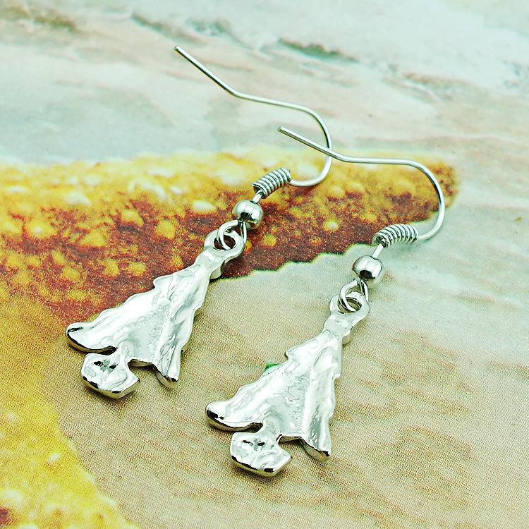 2018 Green Drip Oil Alloy Christmas Tree Earrings - European & American Style, Women's Long Exquisite Design
