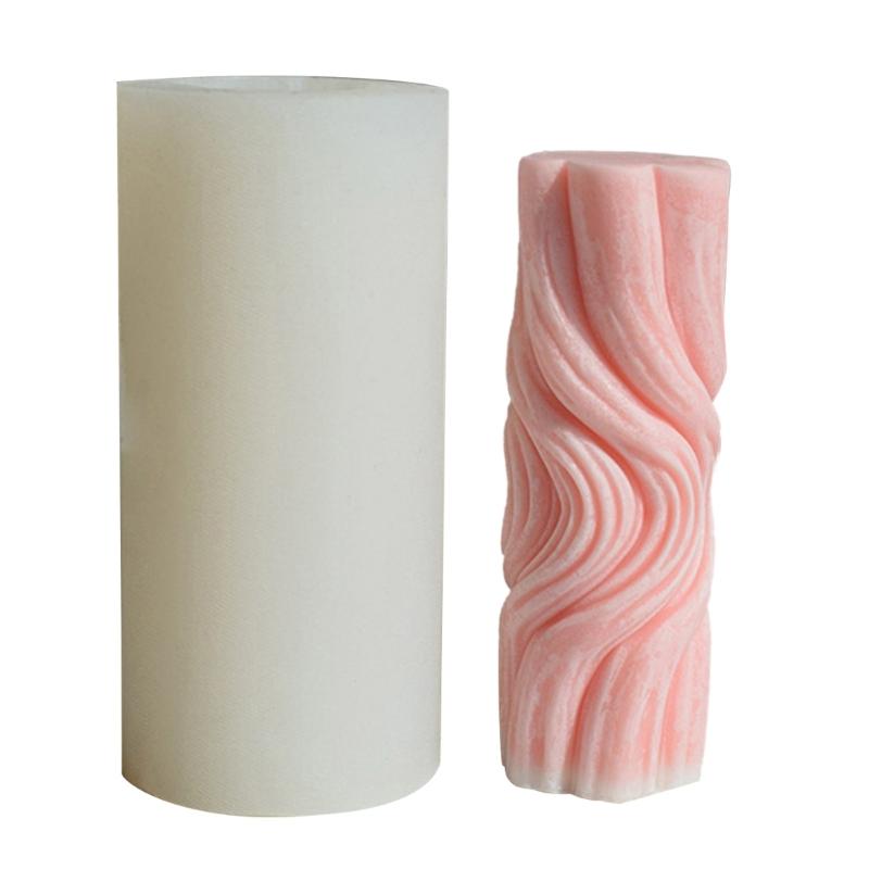 Silicone Candle Mold for Home Decorations Waxes Mold Water Ripple Cylindrical Candle Making DIY Aromatherapy Candle Art