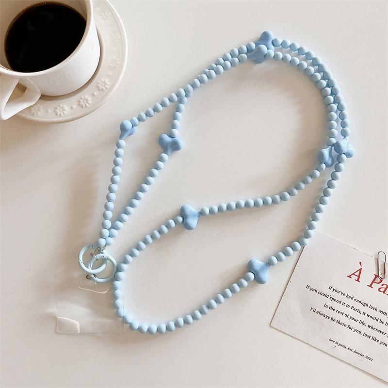 Korean Style Sweet Girl Colorful Heart Handmade Beaded Phone Case Long Chain Strap Crossbody Internet Celebrity New Chain