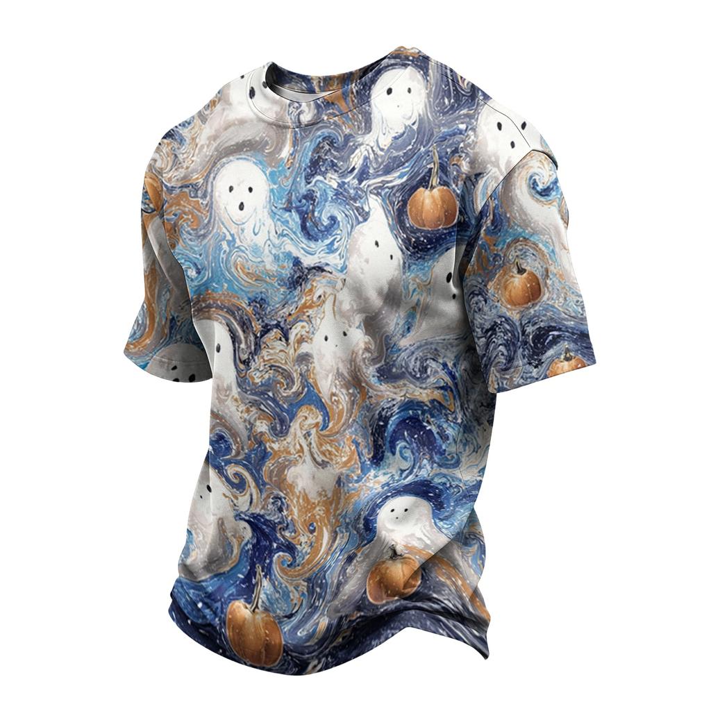 Men's Casual Short Sleeve T Shirt Lightweight Breathable Crew Neck Halloween Print Tee Suitable for Everyday Wear and Outdoor Activities