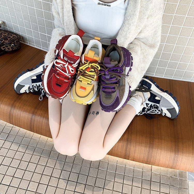 [Ushilai] Retro Waffel-Plateauschuhe Forrest Gump Schuhe Damen 2025 Frühling neue höhenvergrößernde vielseitige Sport-Dad-Schuhe