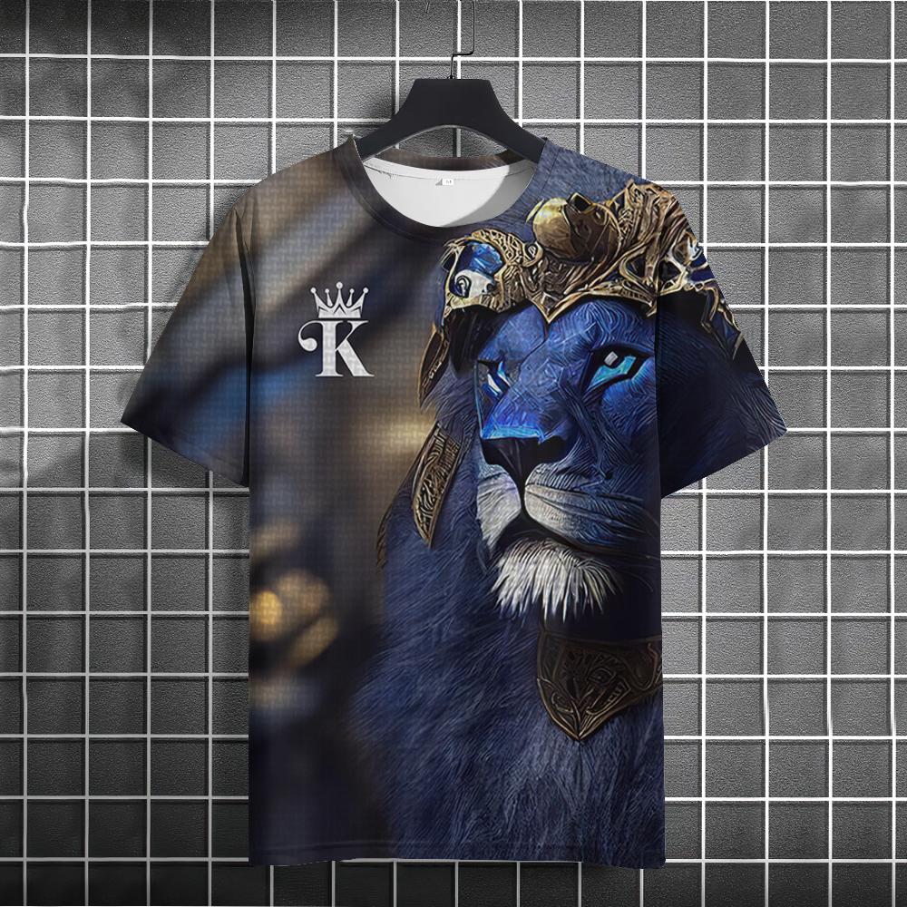 Fierce Animal 3d Print T-Shirts For Men Vintage Men's T-Shirt Summer Short Sleeve Tops Fashion Oversized Tees Men Streetwear