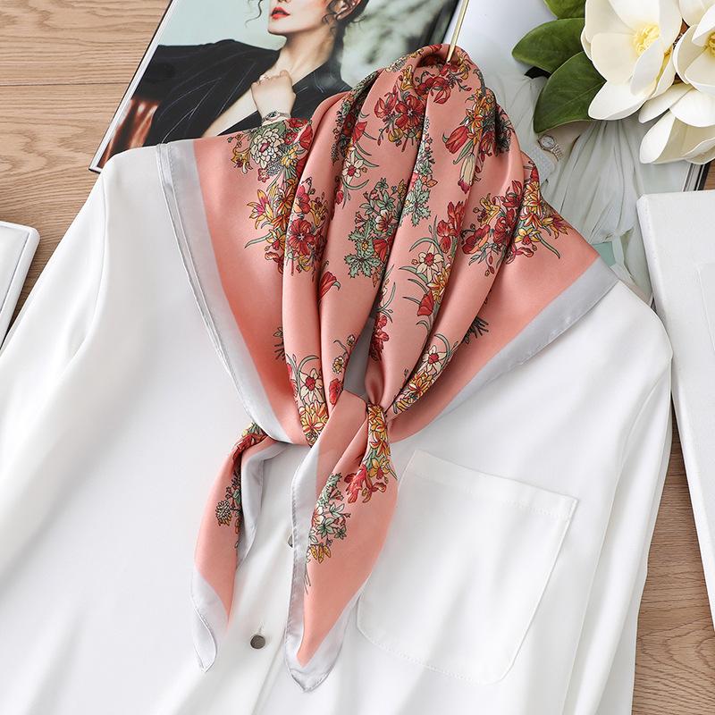 70cm Fashion Paisley Print Kerchief Hair Scarf For Women Silk Satin Headband Hijab Scarfs Female Square Neck Scarves For Ladies