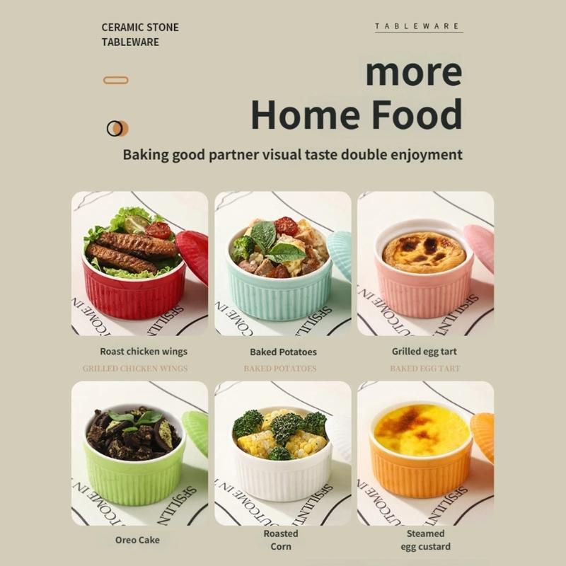 Piccola Casseruola in Ceramica con Coperchio Porcellana Ramequin Perfetta Per Porzioni Individuali di Zuppe Budini O Cibo per Bambini