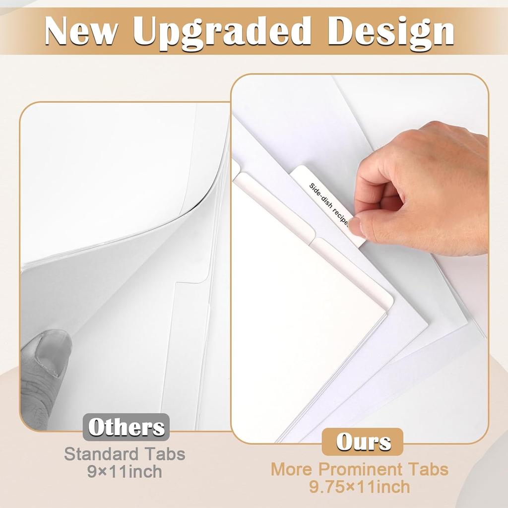 Recipe Dividers for 3 Ring Binder Set 9 3/4”×11” Black and Pre-Printed Recipe Binder Dividers Recipe Organizer Personalized Family Recipe Binder