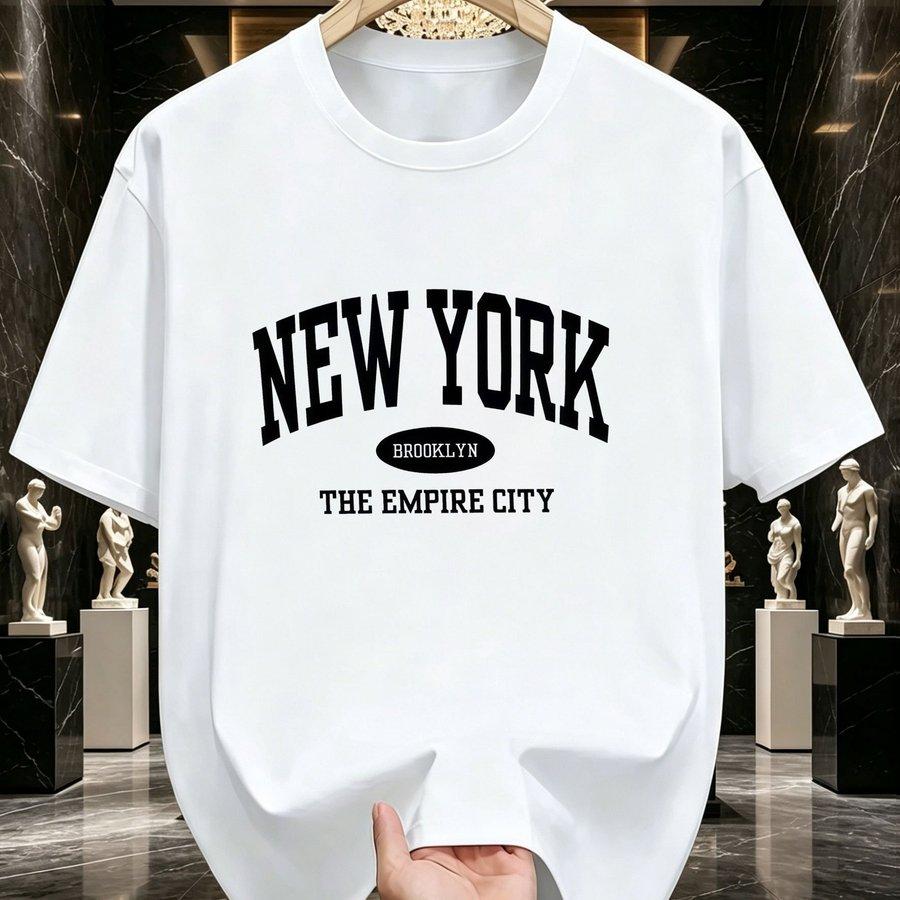 Neuer Stil T-Shirt für den täglichen lässigen Look HipHop Shirt Atmungsaktives T-Shirt mit feiner Textur Grafikdruck T-Shirt Eng anliegendes Tsh