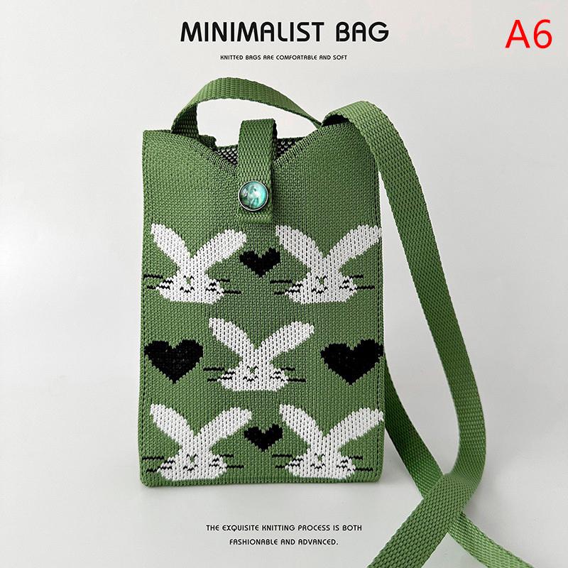 Mini Handy-Tasche Gestrickte Schulter-Umhängetaschen Tragbare Kleine Gewebte Geldbörse Vielseitige Handtasche für Frauen