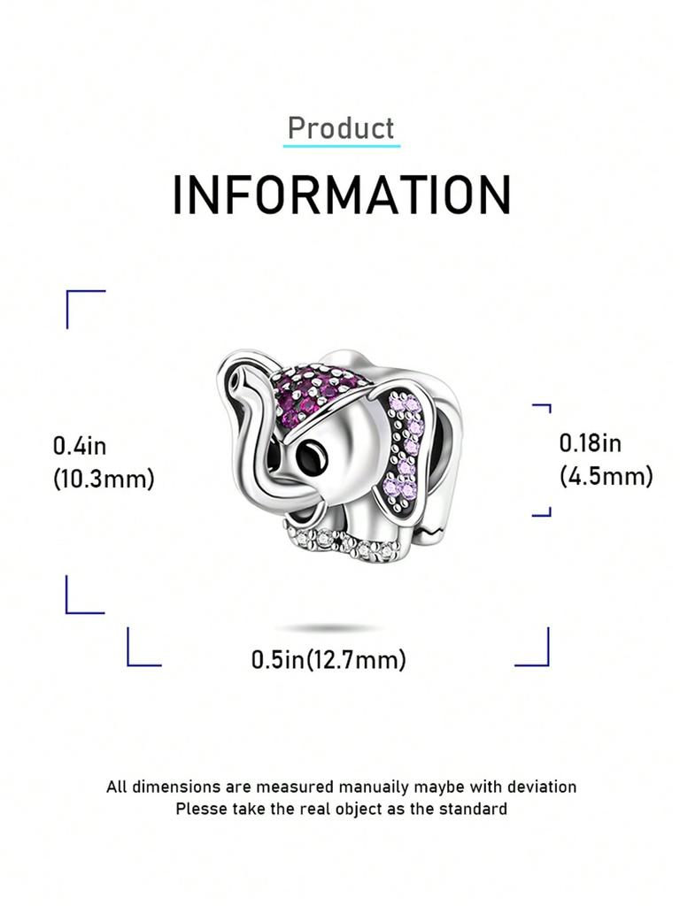 Copper Elegant Plated Genuine Charm Pink And Blue Little Elephant Bead Fits Bracelets WomenS Jewellery Gifts Beautiful Exquisite