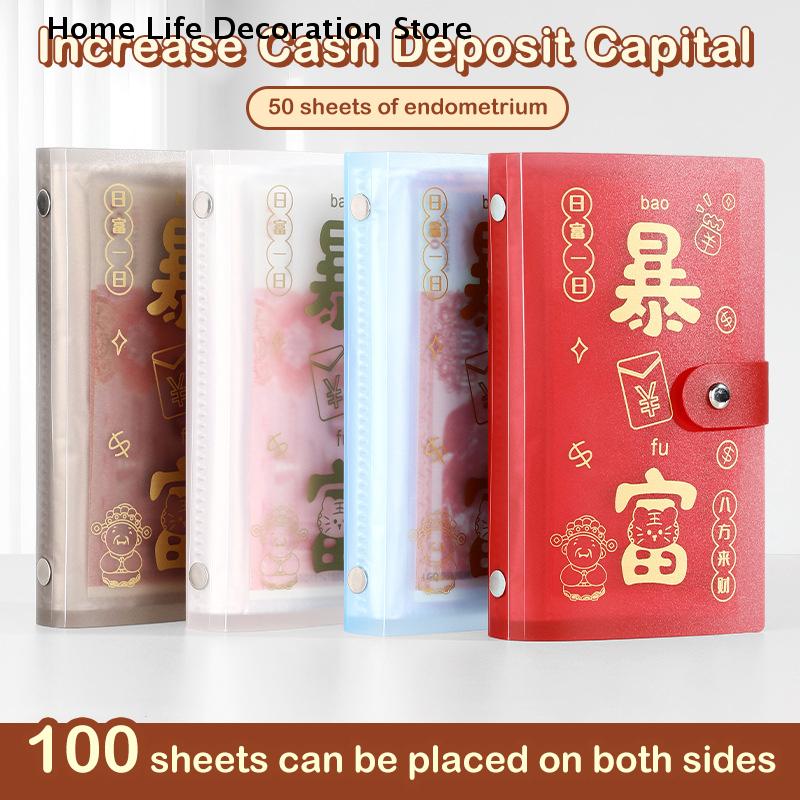 Get Rich Overnight 100 Envelopes Money Saving Challeng Large Capacity Waterproof PU Save Money Mini Binder Saving Challenge Gift