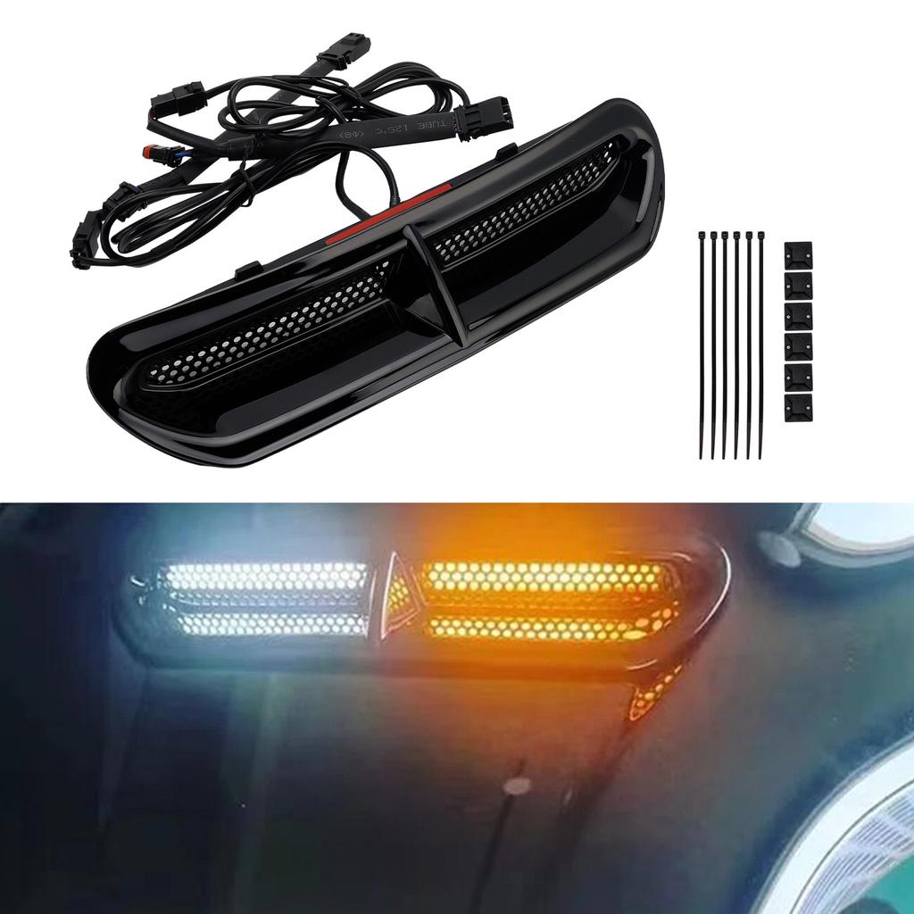 Front Fairing Air Vent LED Light For Touring Street Glide 2014-2024 Black