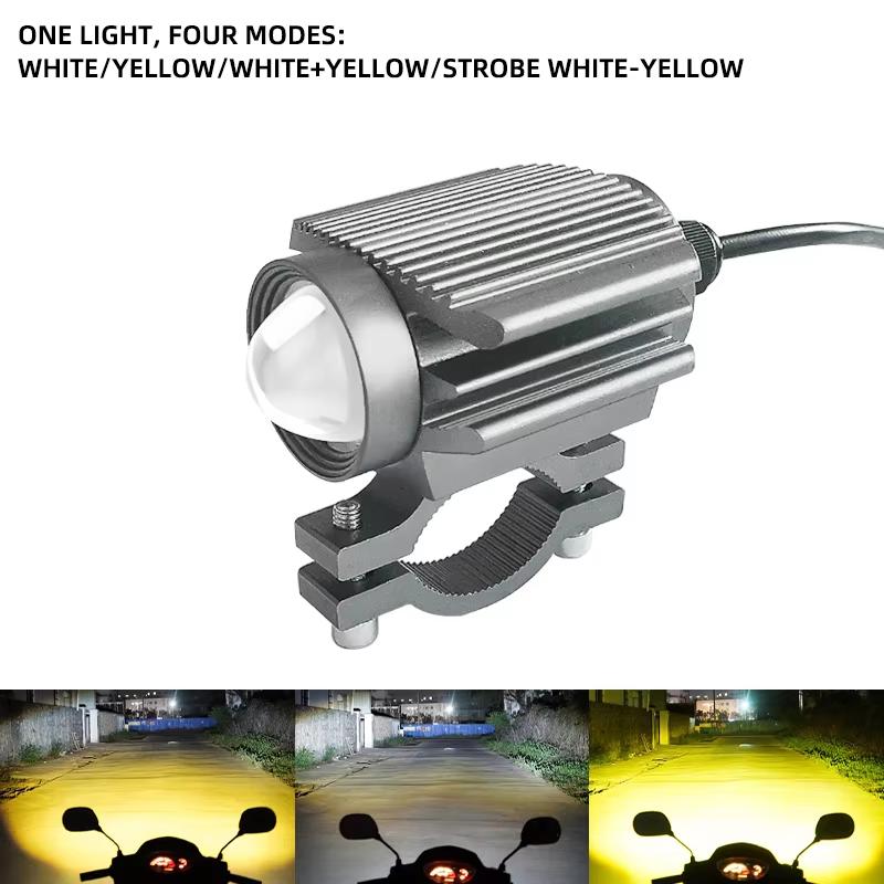 

Мотоциклетная фара-прожектор Четыре режима Светодиодная Двухцветная Фара ближнего/дальнего света 12-80В Водонепроницаемая Супер яркая Ходовая лампа Мотоциклетные противотуманные фары