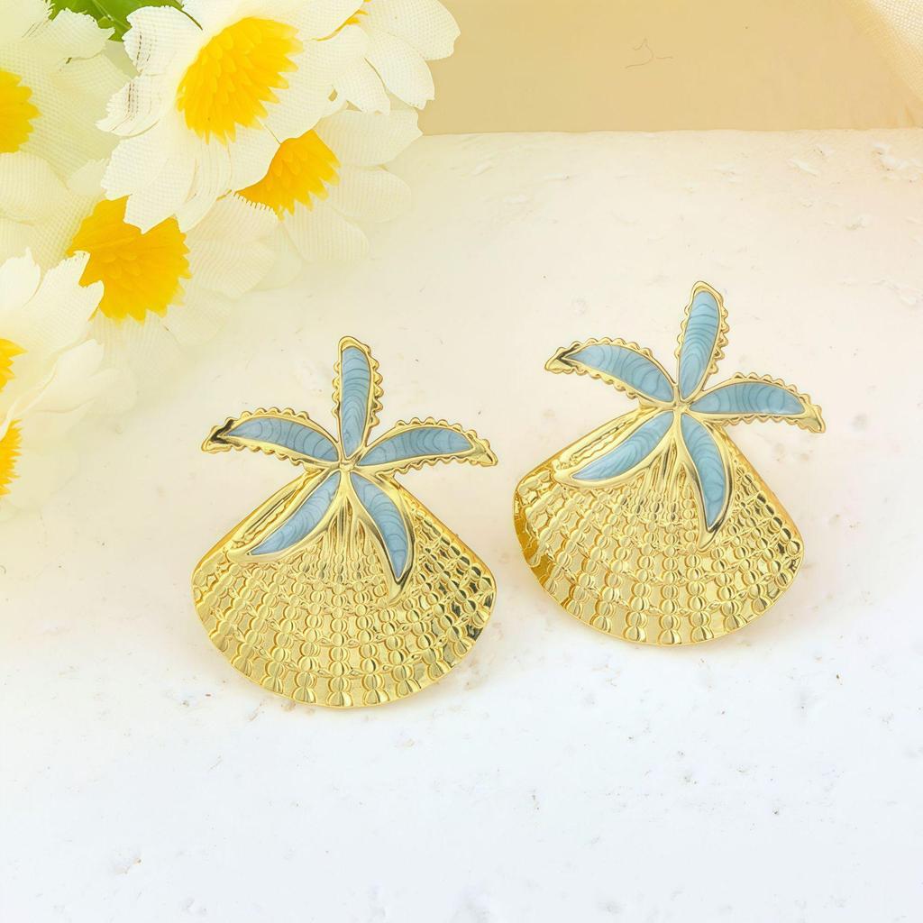 Colorful Starfish & Shell Beach Style Earrings – Marine Life Inspired Jewelry