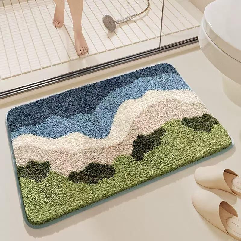 Modern Minimalist Cashmere Skin-friendly Floor Mat, Comfortable and Soft Non-slip Bathroom Floor Mat for Shower Rooms