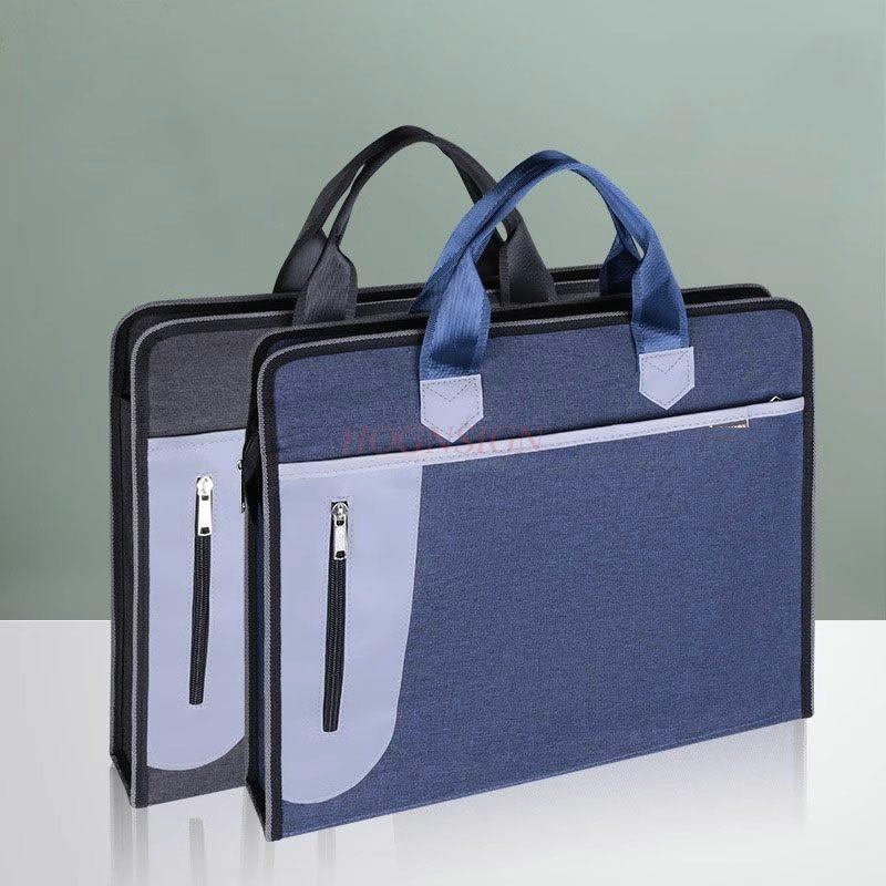 1pcs File bag canvas zipper large capacity men's official documents women's hand-held multi-layer handbag