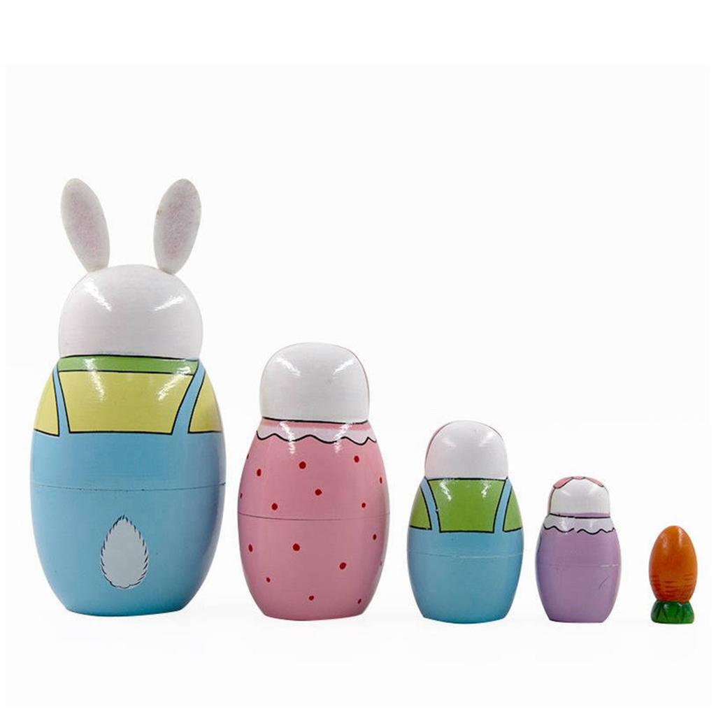 Matrjosjka Påske Femlags Kaninsett Trehåndverk 5 Dukker Barnas Dag Gave Gaver Leker.