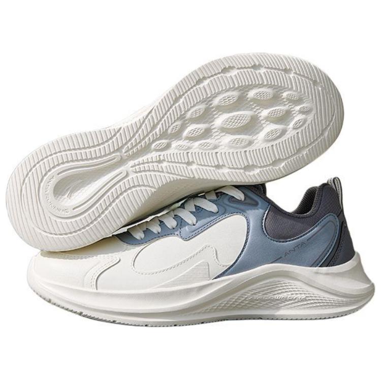Anta Walk Slip Resistant, Abrasion Resistant, Breathable Low Top Casual Running Shoes Men's Ivory White Mist Gray Sneakers 912435518-7