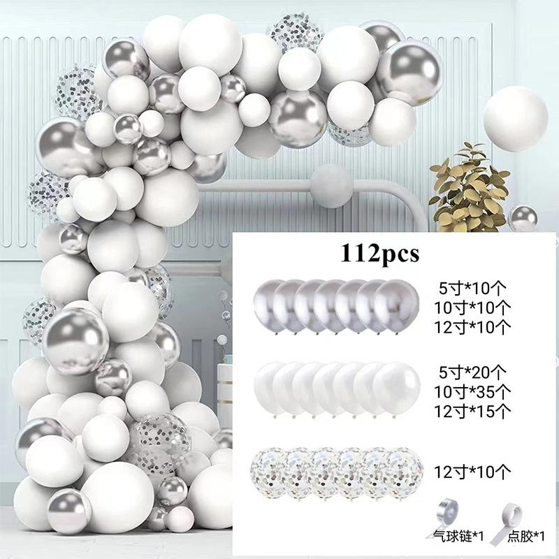 

Silver And White Balloon Arch Set Wind Balloon Children S First Birthday Scene Arrangement Party Supplies Silver and White Set 01
