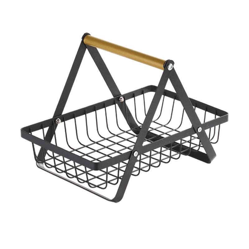 Portable Fruit Bowle Basket for Kitchen Organizer Storage Fruits Vegetable Bread Snacks, Detachable Metal Rectangle Basket