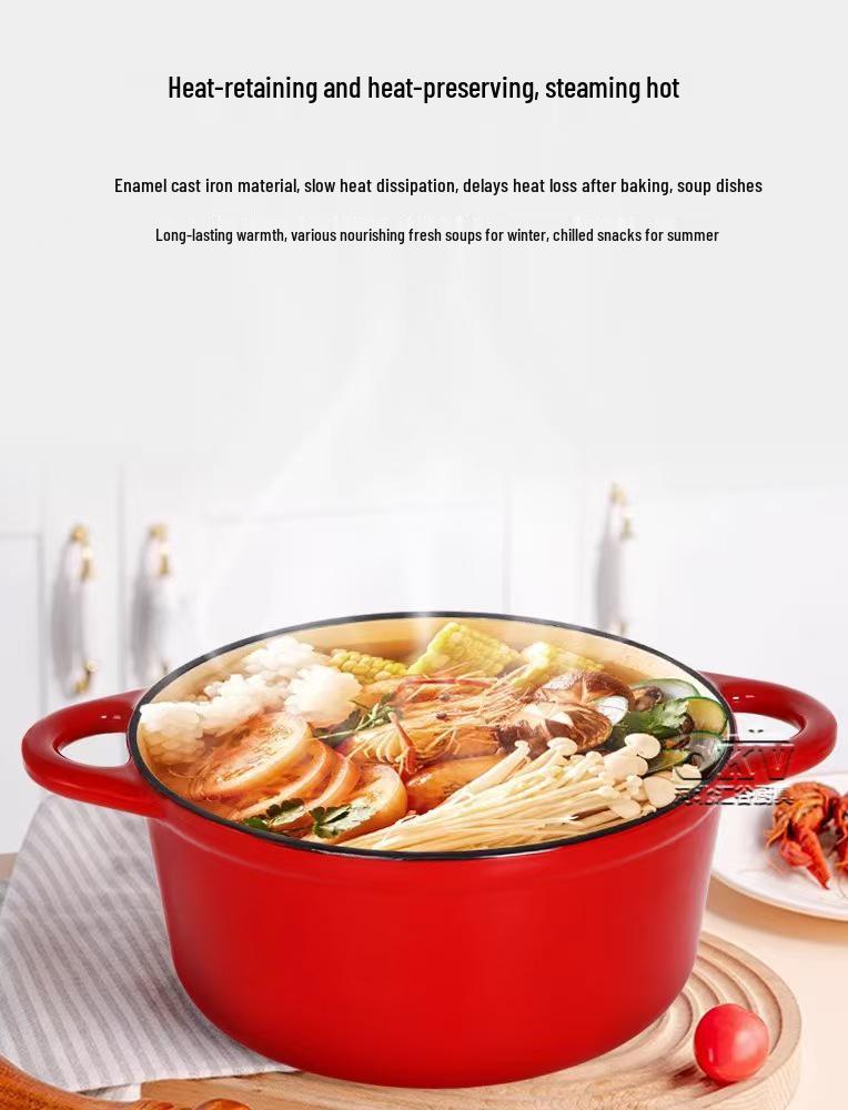 Enamel 4-Piece Cookware Set: Soup Pot, Stew Pot, Frying Pan, Non-Stick Pan for Home Use