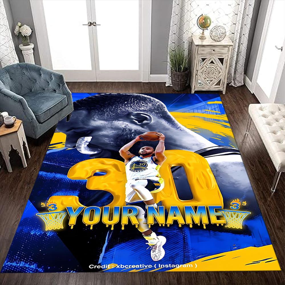 Golden State Warriors Points Celebration Customizable Name Carpet Suitable for Playrooms Kitchen Entryway Bedrooms Anti-slip Rug Anime Office Decor
